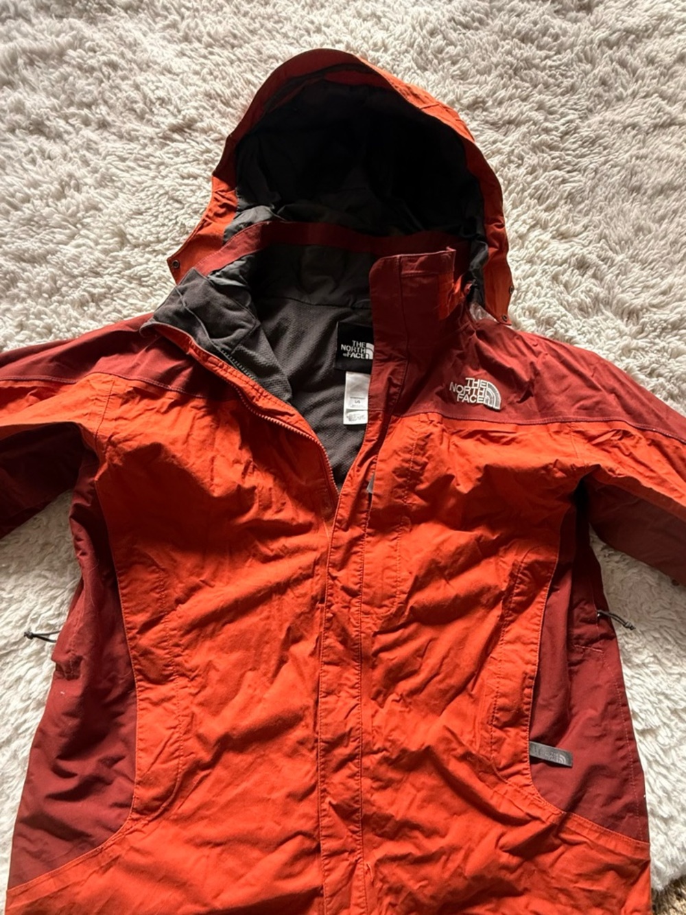 Vintage North Face Orange-Red Hooded Shell Jacket